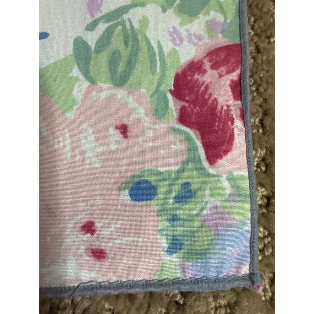 Vintage Floral Cotton Napkins Set of 4 Pastel Impressionist Garden Shabby Chic
